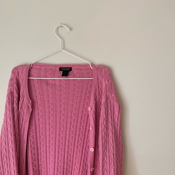 Pink Cable Knit Cardigan - Picture 3 of 7